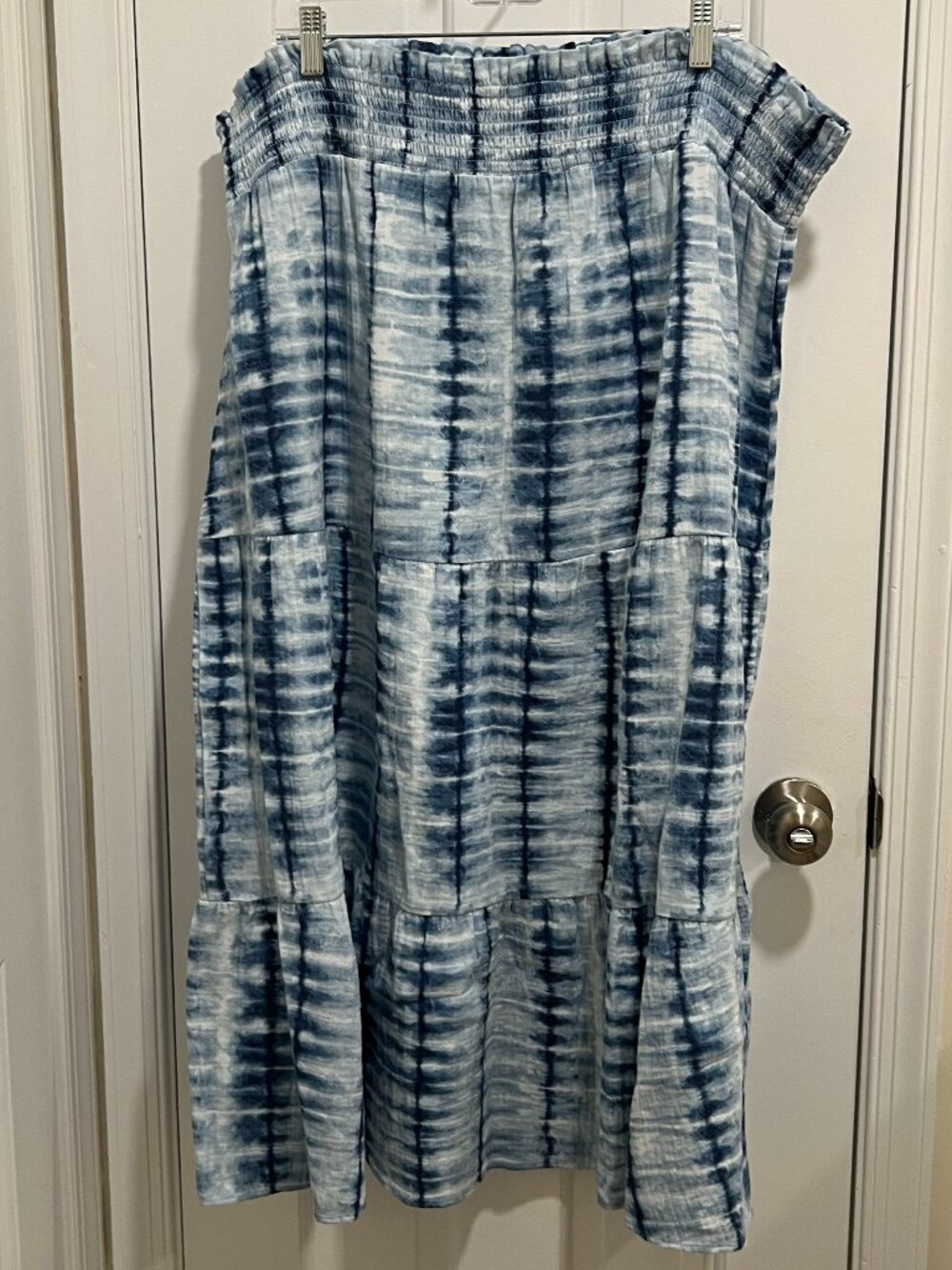 Chico's Tiedye Bars Gauze Tiered Maxi Skirt
